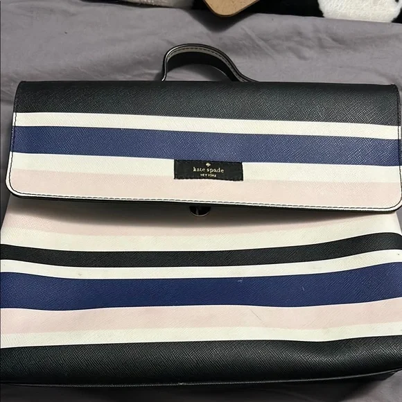 kate spade | Bags | Kate Spade Black Blue And Pink Striped  display picture 1